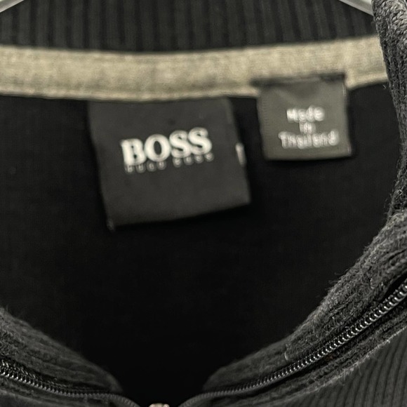 Boss Black Sweatshirt 1/4 Zip Mens Medium Sweater Pullover Pockets - Picture 3 of 9